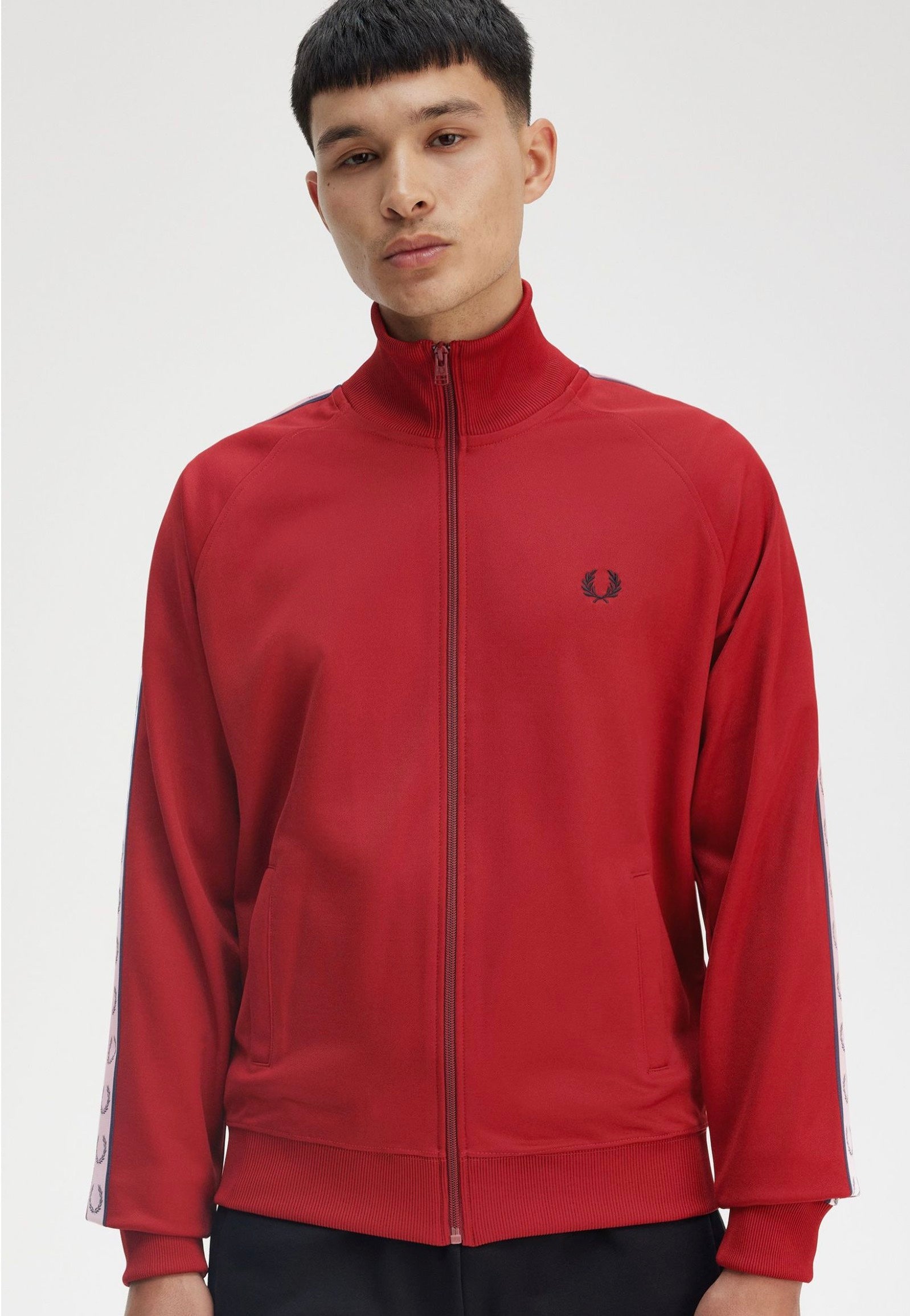 Fred Perry - Taped Track Burnt Red - Track Jacket Best Seller For Sale