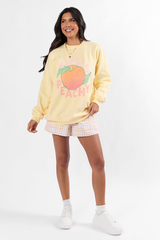 Life is Peachy Light Yellow Oversized Graphic Sweatshirt Clearance Low Shipping