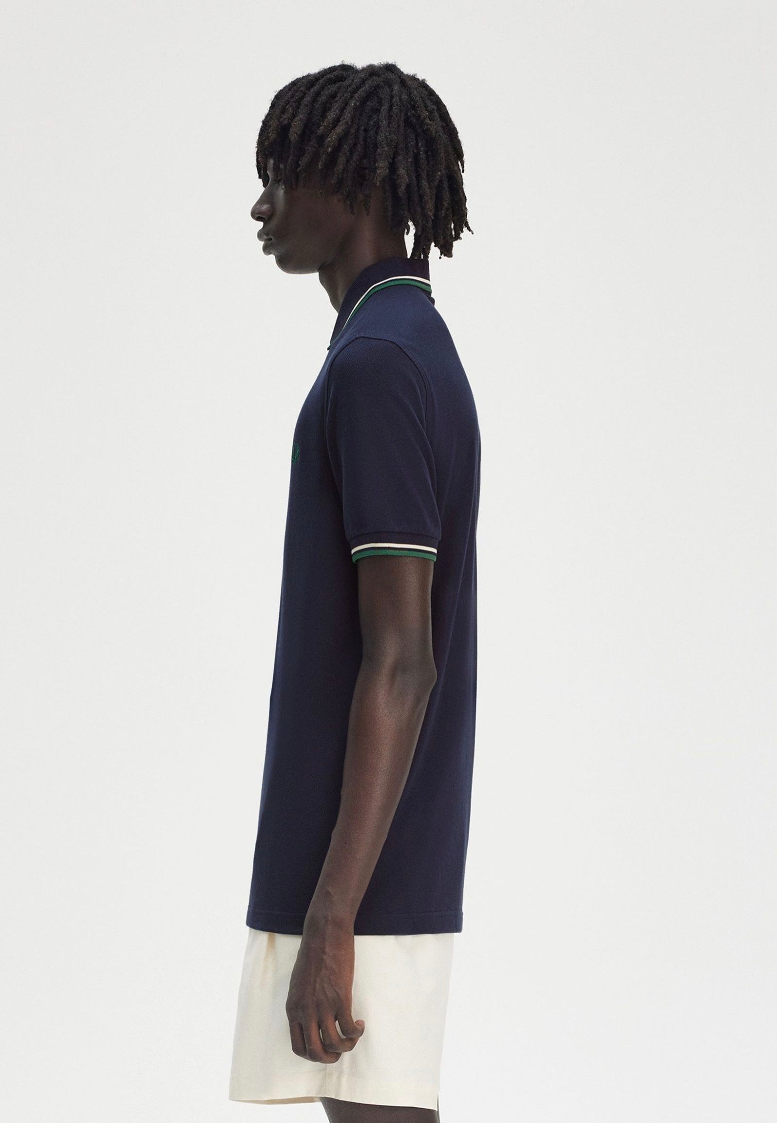 Fred Perry - Twin Tipped Dark Carbon/Light Ecru/Label Green - Polo Cheap Buy