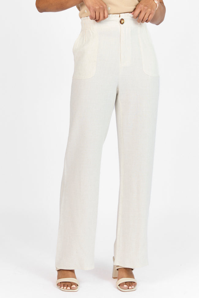 Wish For This Beige Linen Blend Trousers Free Shipping Online