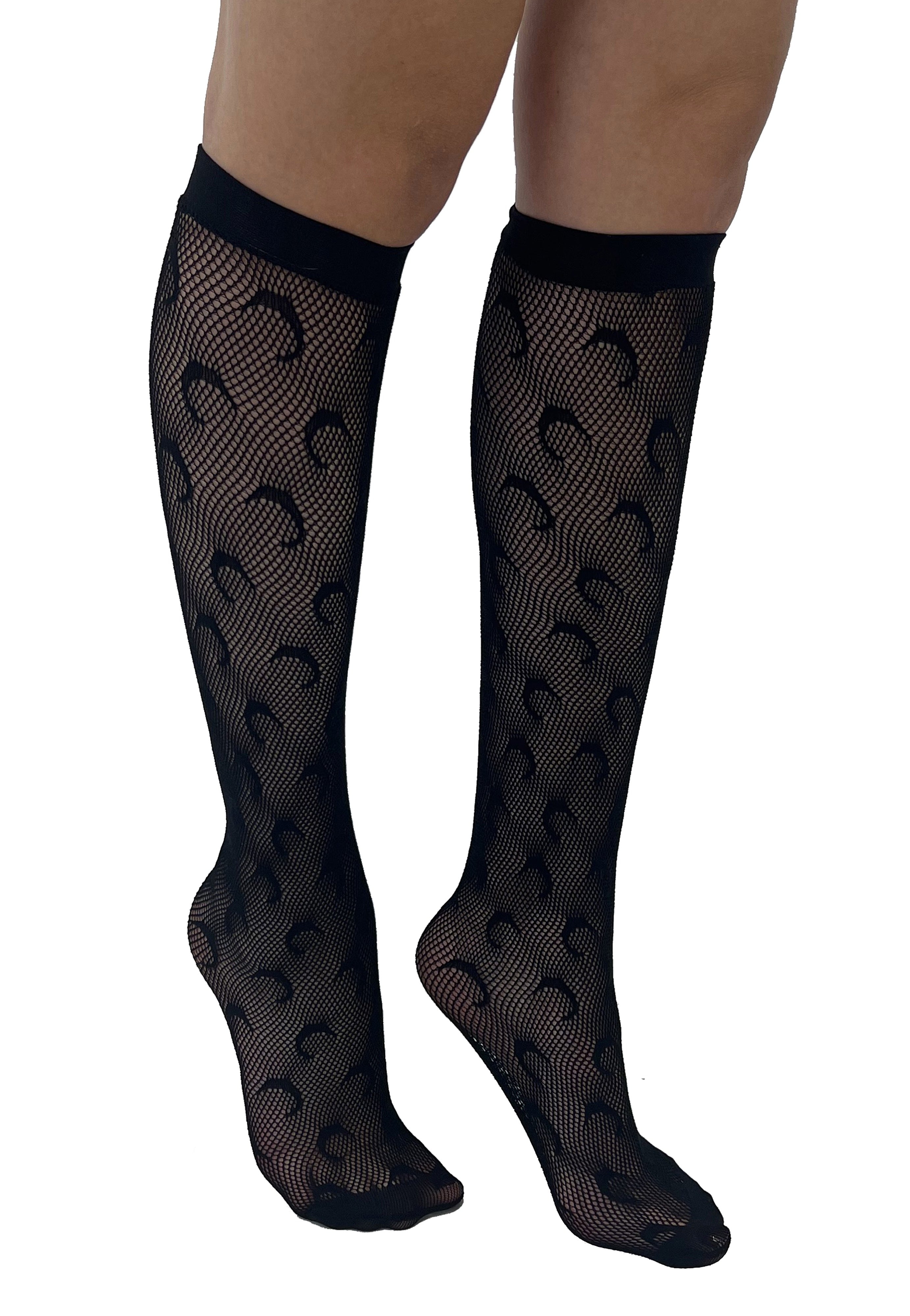 Pamela Mann - Crescent Moon Net Knee Black - Socks Free Shipping Top Quality