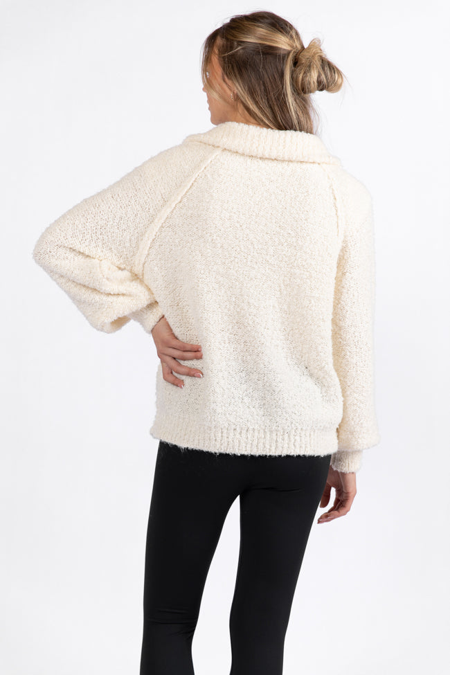 Signature Move Cream Fuzzy Quarter Zip Pullover SALE For Sale Cheap Pice From China