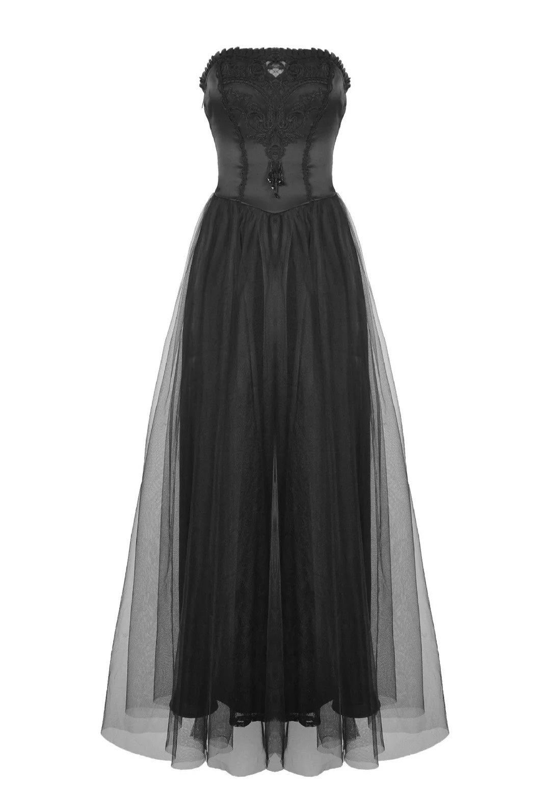 Dark In Love - Gorgeous Beaded Tulle Maxi Gothic Wedding Black - Dress Stockist Online