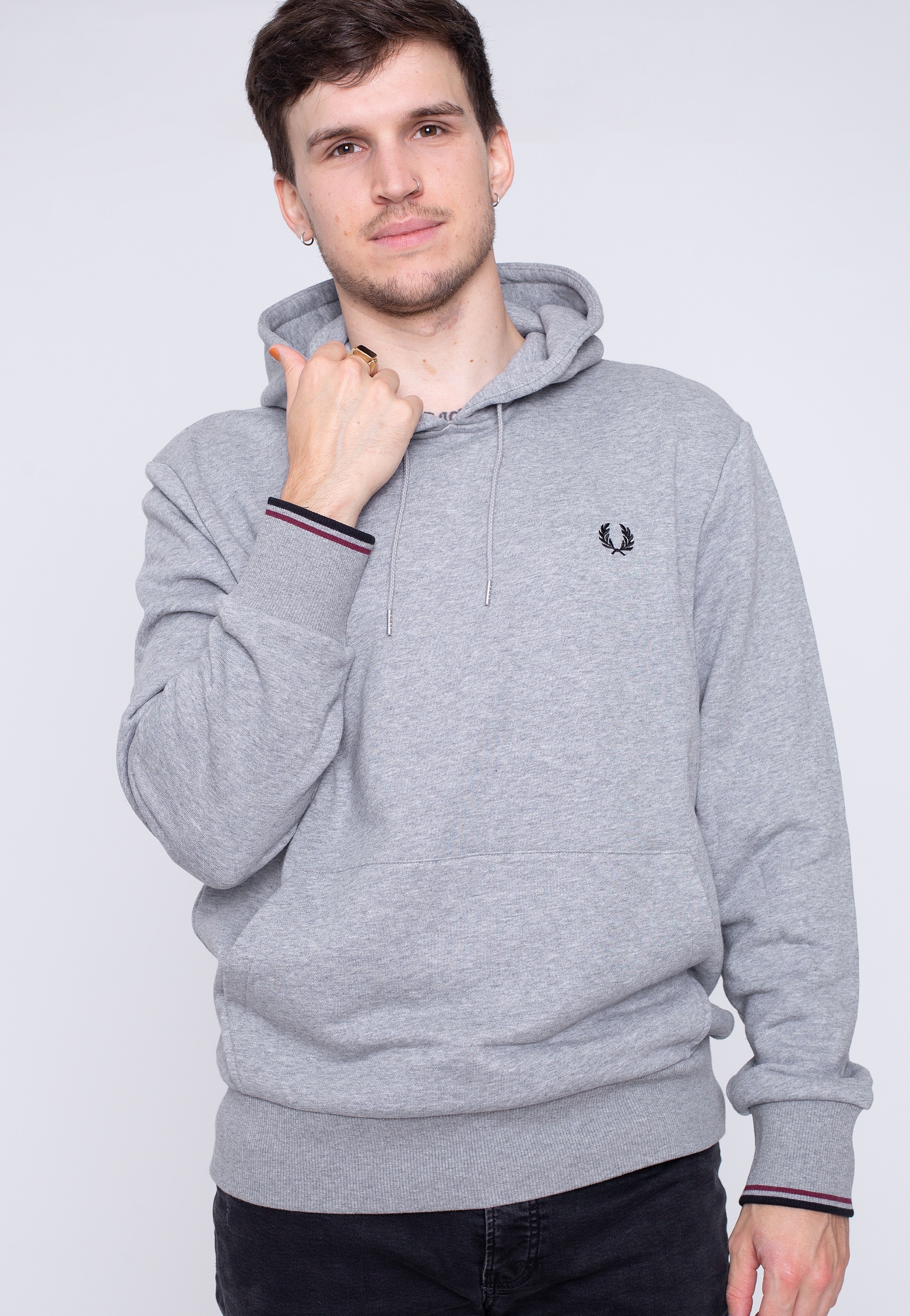 Fred Perry - Tipped Hooded Steel Marl - Hoodie Limited Edition Cheap Pice