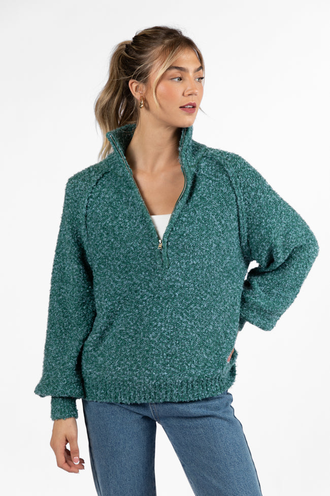 Signature Move Green Fuzzy Quarter Zip Pullover SALE Buy Cheap Popular