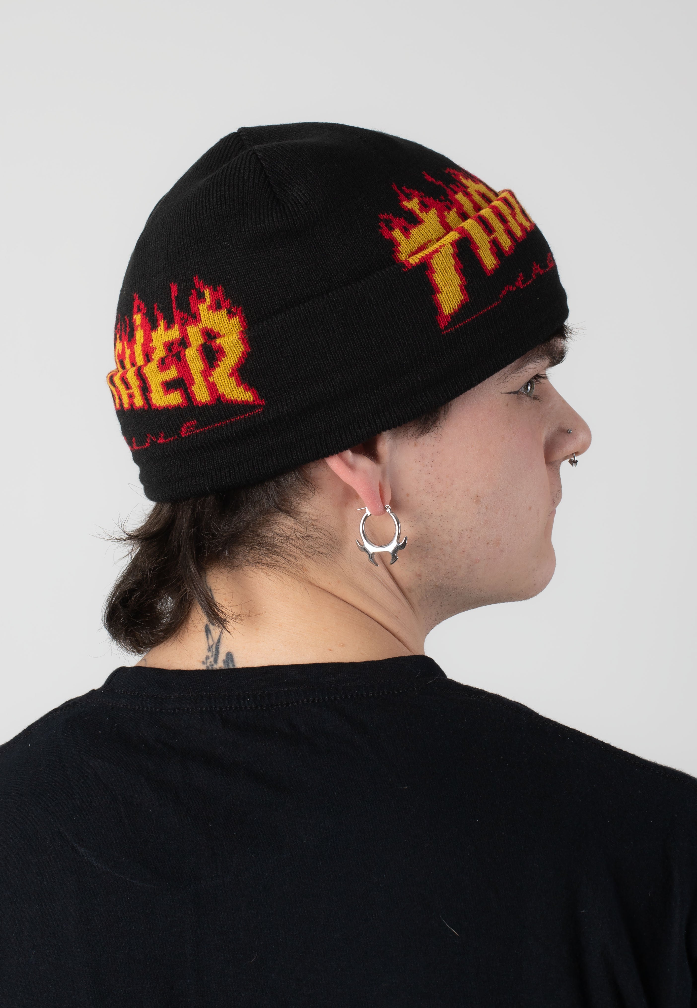 Thrasher - Flame Fold Black - Beanie Manchester For Sale