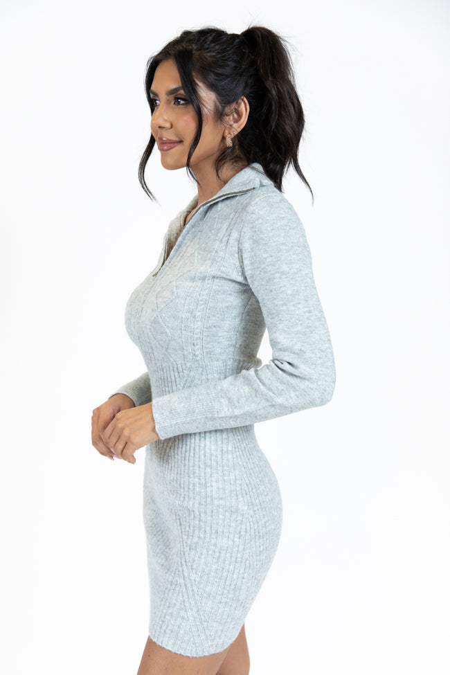 Taking Compliments Grey Quarter Zip Style Sweater Dress Countdown Package Cheap Online