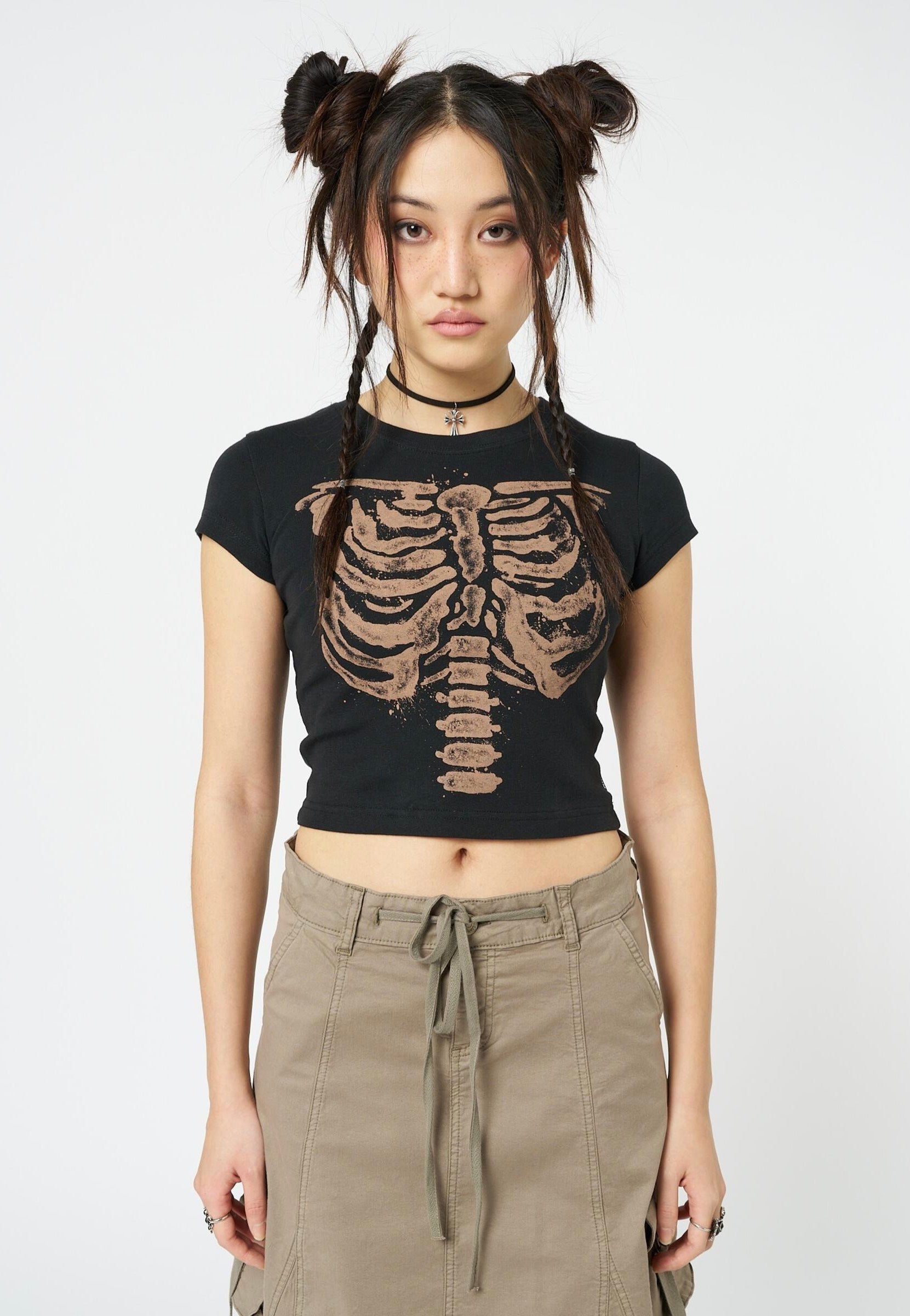 Minga London - Skeleton Black Graphic Print Baby Black - T-Shirt Cheap Pice