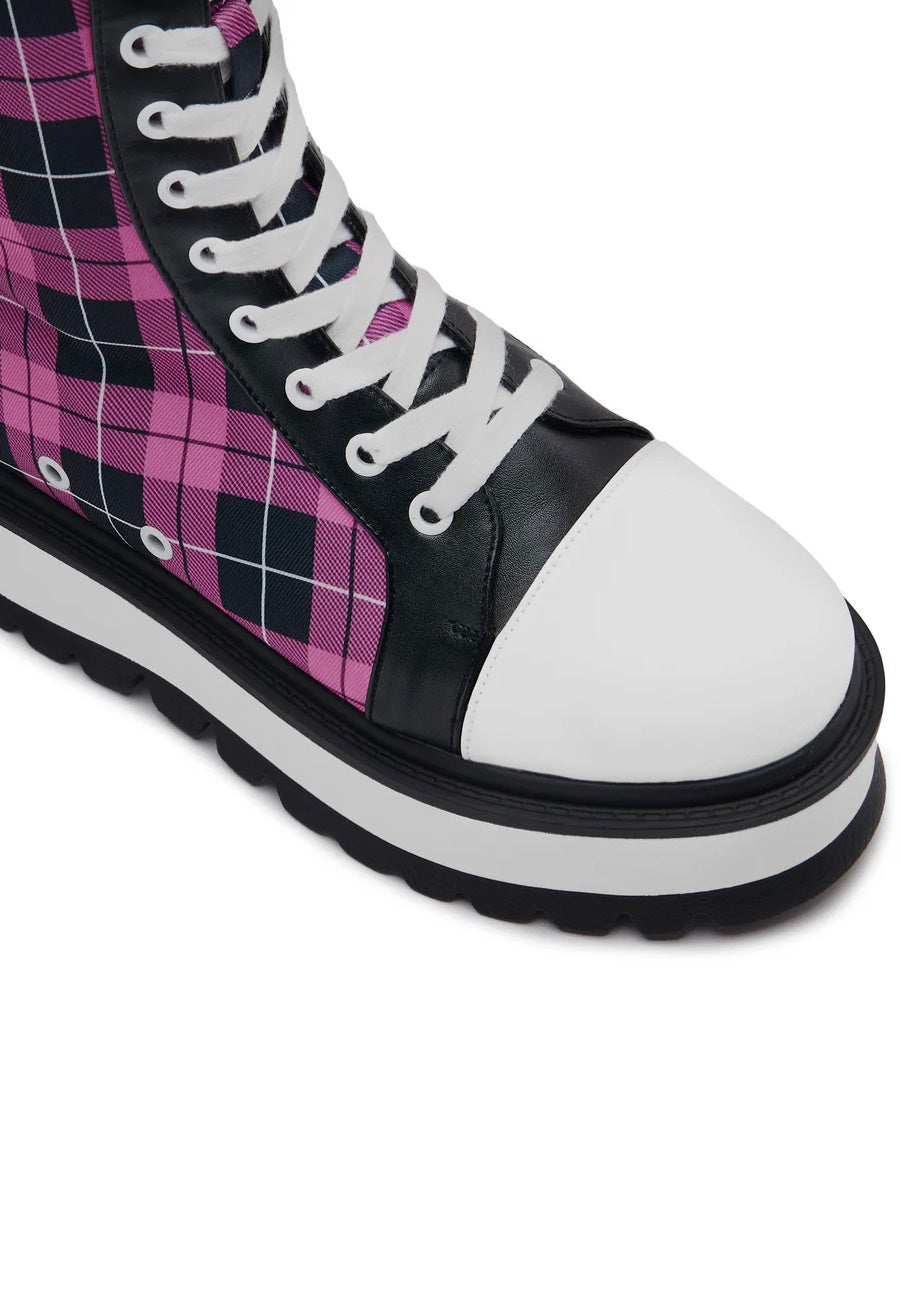 Koi Footwear - Irrelevant Long Platform Pink Check - Girl Shoes Cheap Purchase