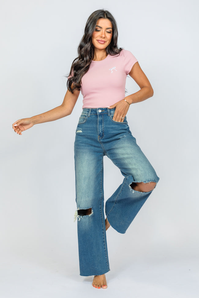 Kelsea Medium Wash Wide Leg Jeans Sale High Quality