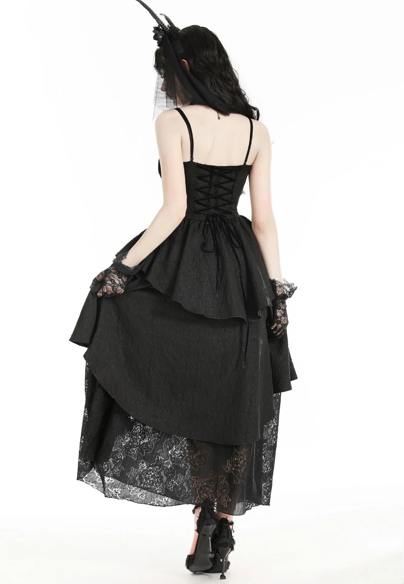 Dark In Love - Gothic Death Butterfly Layered Hi Low Black - Dress Low Shipping Cheap Pice