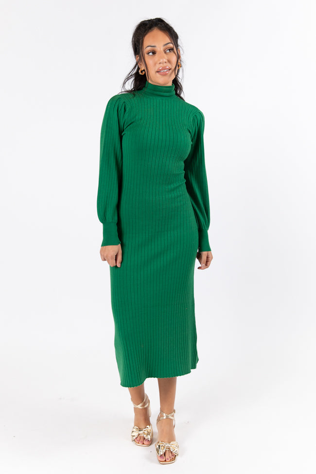 Through The Years Green Turtleneck Midi Dress FINAL SALE Outlet Discount Authentic