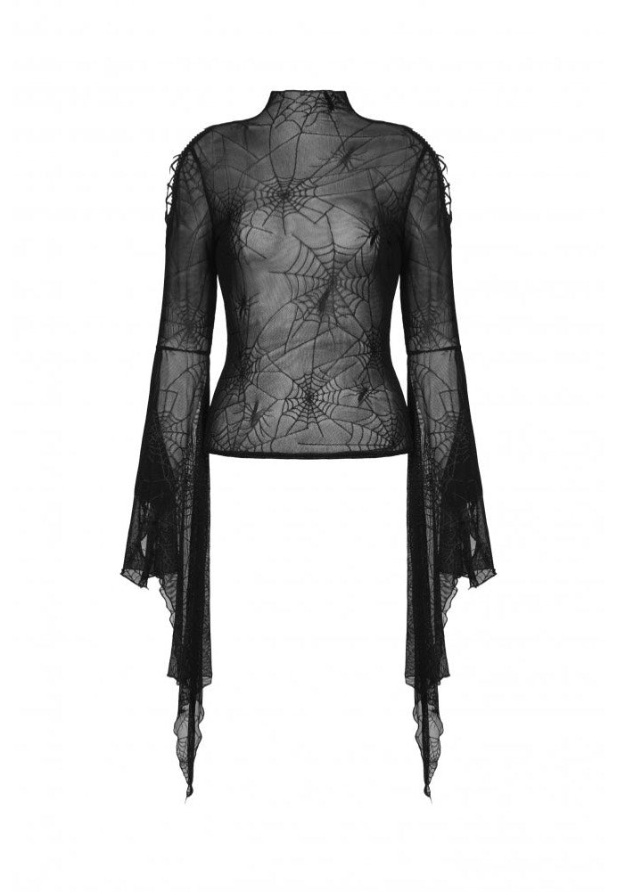 Dark in Love - Punk Spider Mesh Exaggerated Sleeves - Top Fashionable