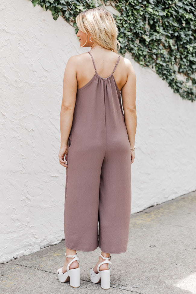 Wherever I Go Nutmeg Crepe Jumpsuit FINAL SALE Free Shipping 2025 Unisex