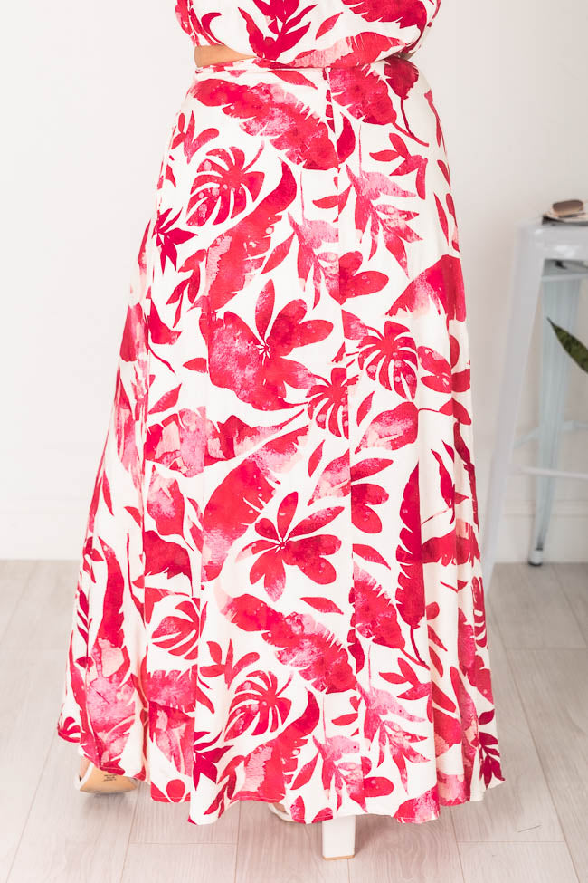 Passport To Paradise Pink/White Printed Maxi Skirt FINAL SALE Real Online