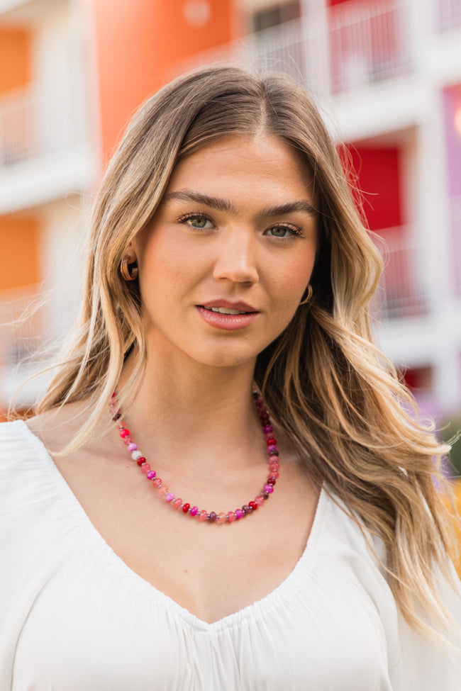 Pink Beaded Necklace Exclusive Online