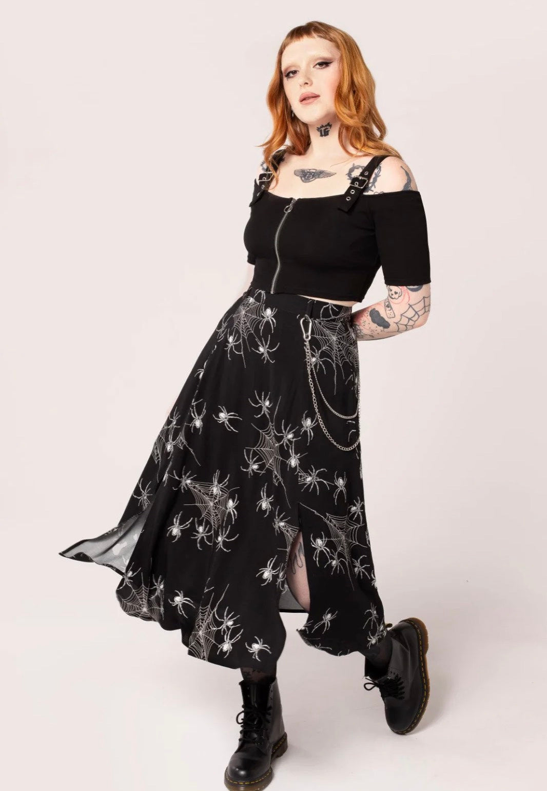 Hellbunny - Grungy Spider - Skirt Cheap Sale 2025 Unisex