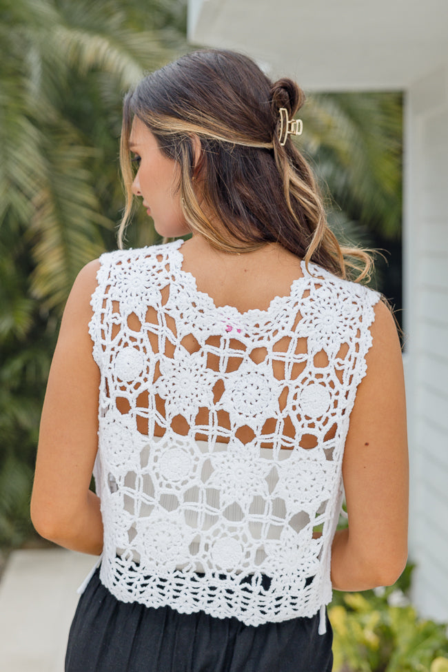 Day Dreamin' Ivory Cropped Crochet Tank FINAL SALE