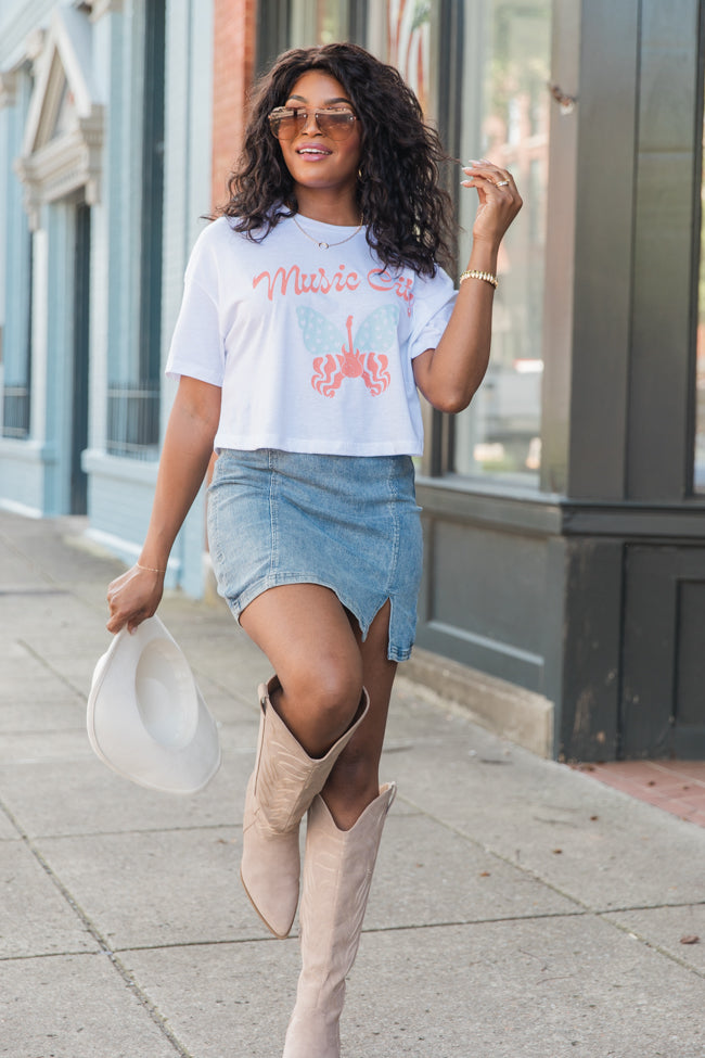 Music City Butterfly White Boxy Tee Buy Cheap From China