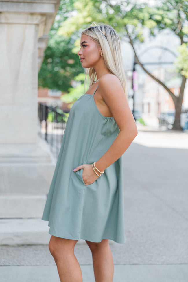 After All This Time Olive Solid Mini Dress Clearance Store Sale Online