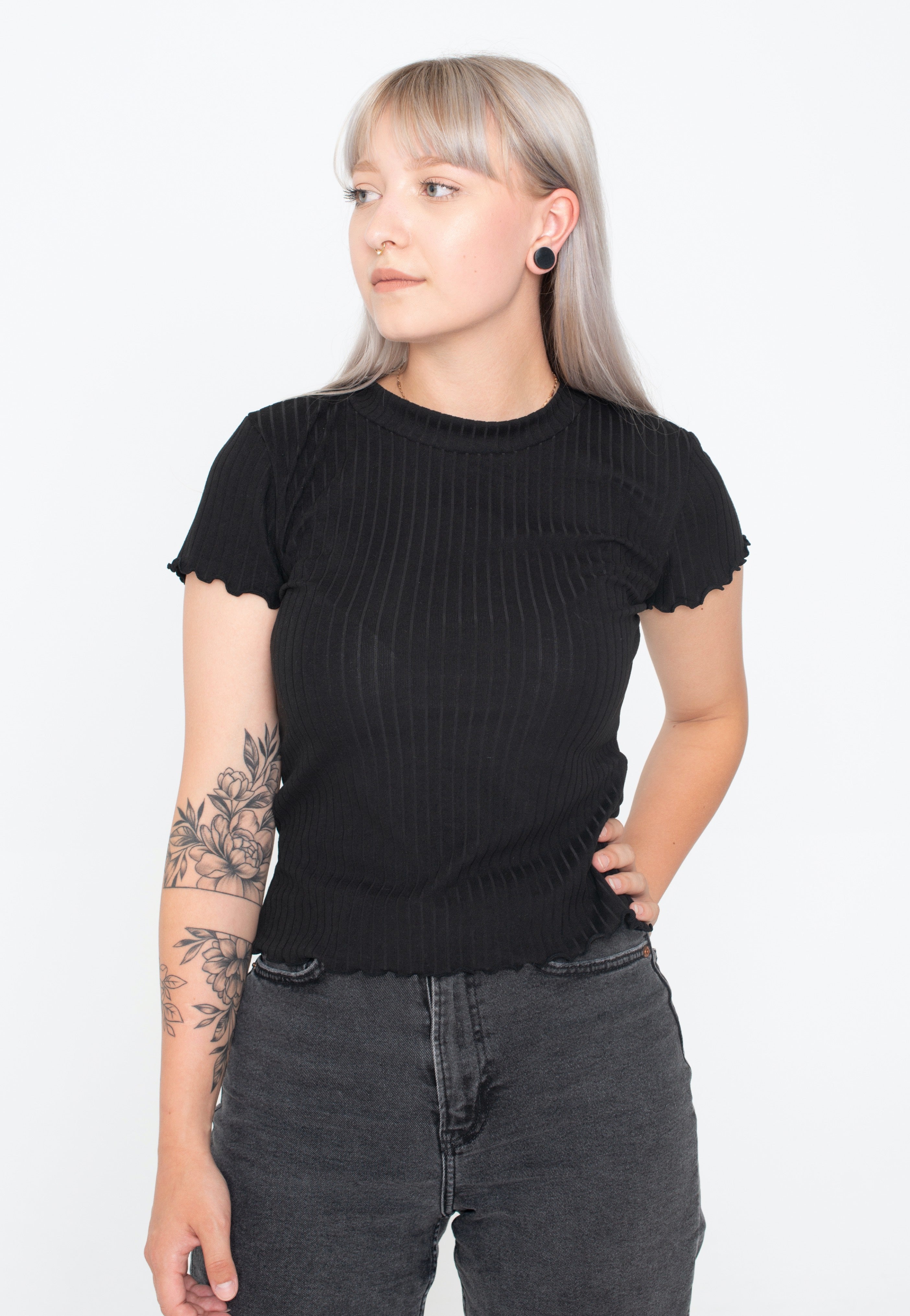 Urban Classics - Ladies Short Rib Black - T-Shirt Sast Online