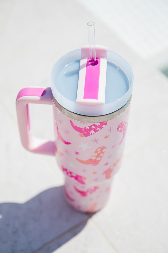 Sippin' Pretty In Giddy Up Girly 40 0z Drink Tumbler With Lid And Straw