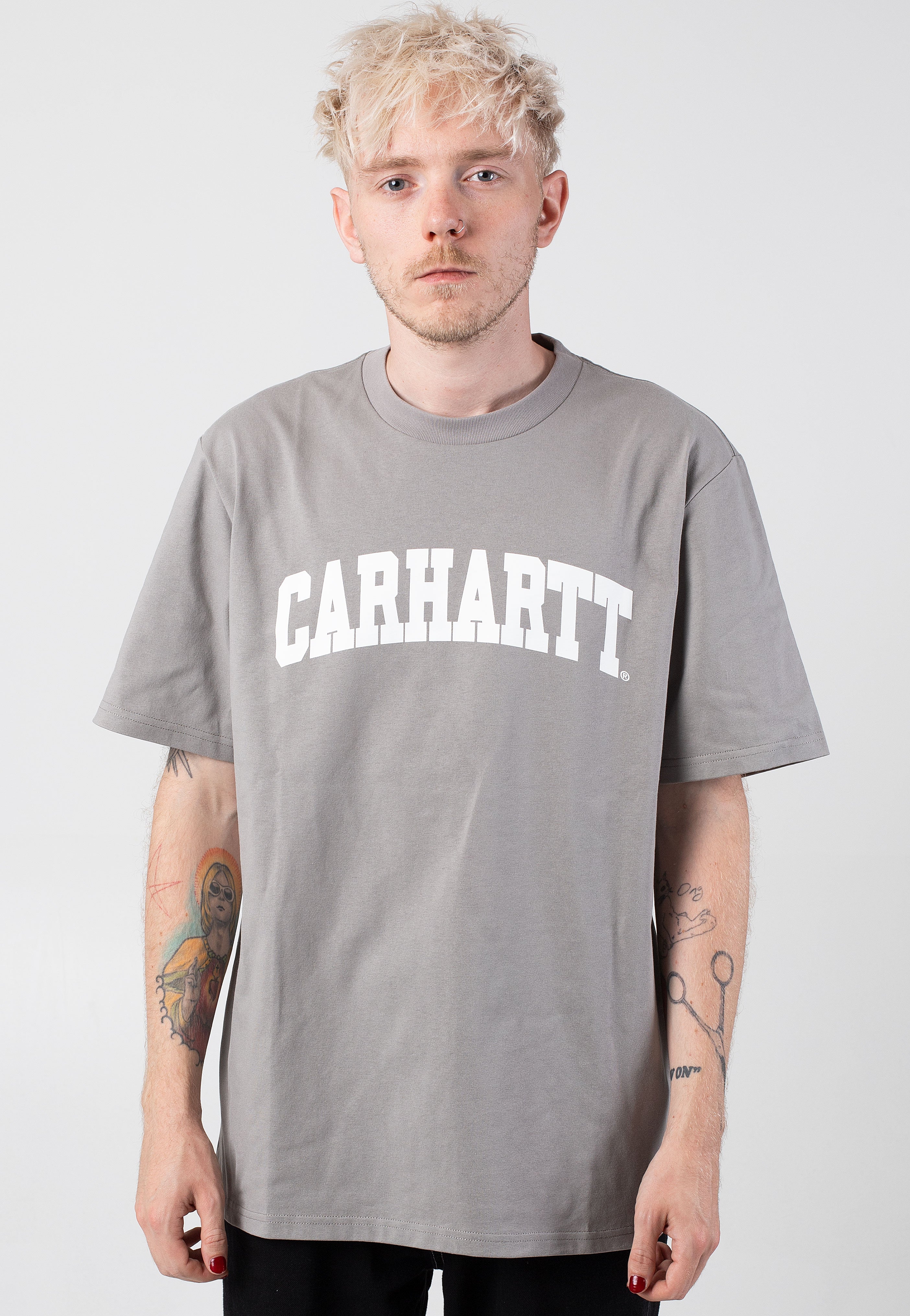 Carhartt WIP - University Misty Grey/White - T-Shirt In China Cheap Online