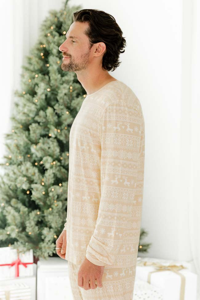 Snowy Days Men Beige and Ivory Fair Isle Pajama Top FINAL SALE Cheapest Cheap Online