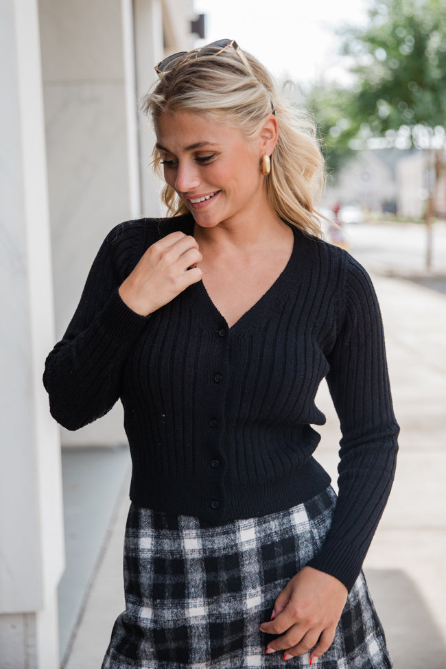 What You Needed Black Ribbed Cardigan Grey Outlet Store Online