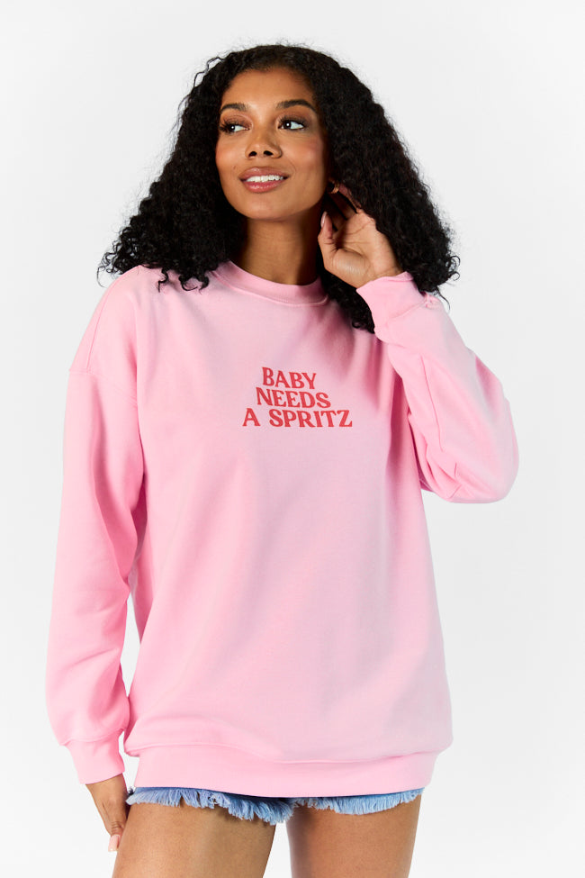 Baby Needs A Spritz Light Pink Oversized Graphic Sweatshirt Authentic Cheap Pice