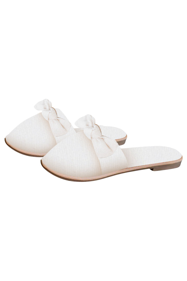 Audry Ivory Tweed Bow Mule Flats FINAL SALE Eastbay Online