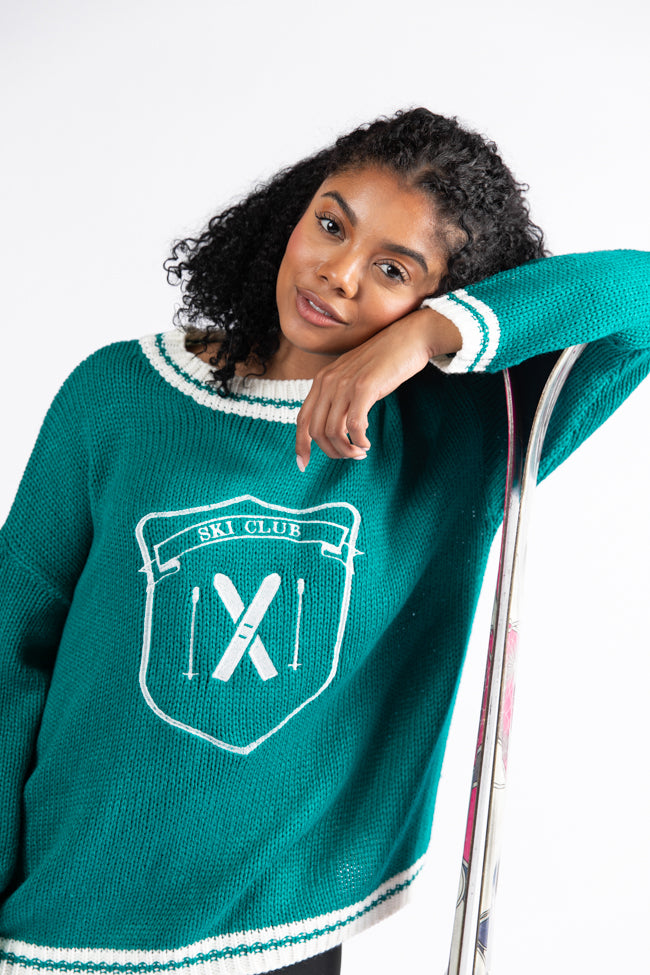 Ski Club Green and Ivory Embroidered Sweater SALE Countdown Package Cheap Online