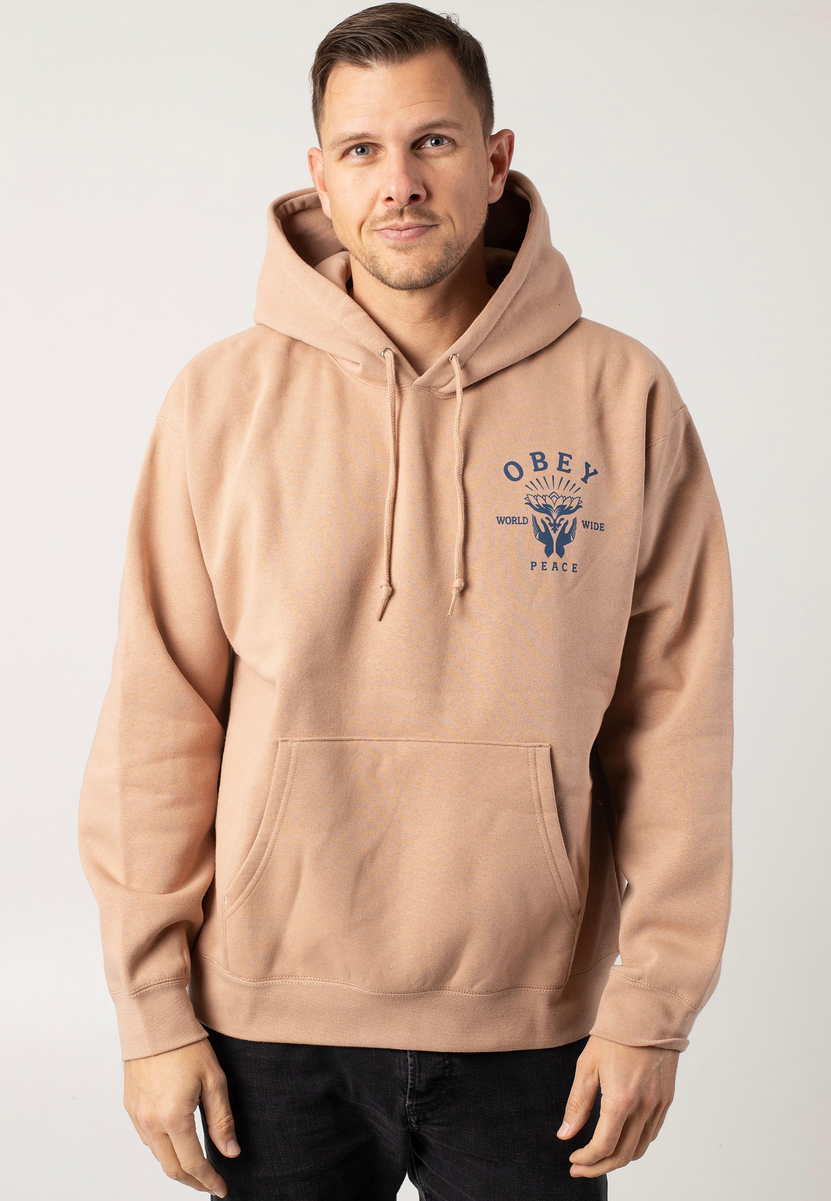 Obey - Lotus With Hands Warm Taupe - Hoodie Free Shipping Pay With Visa