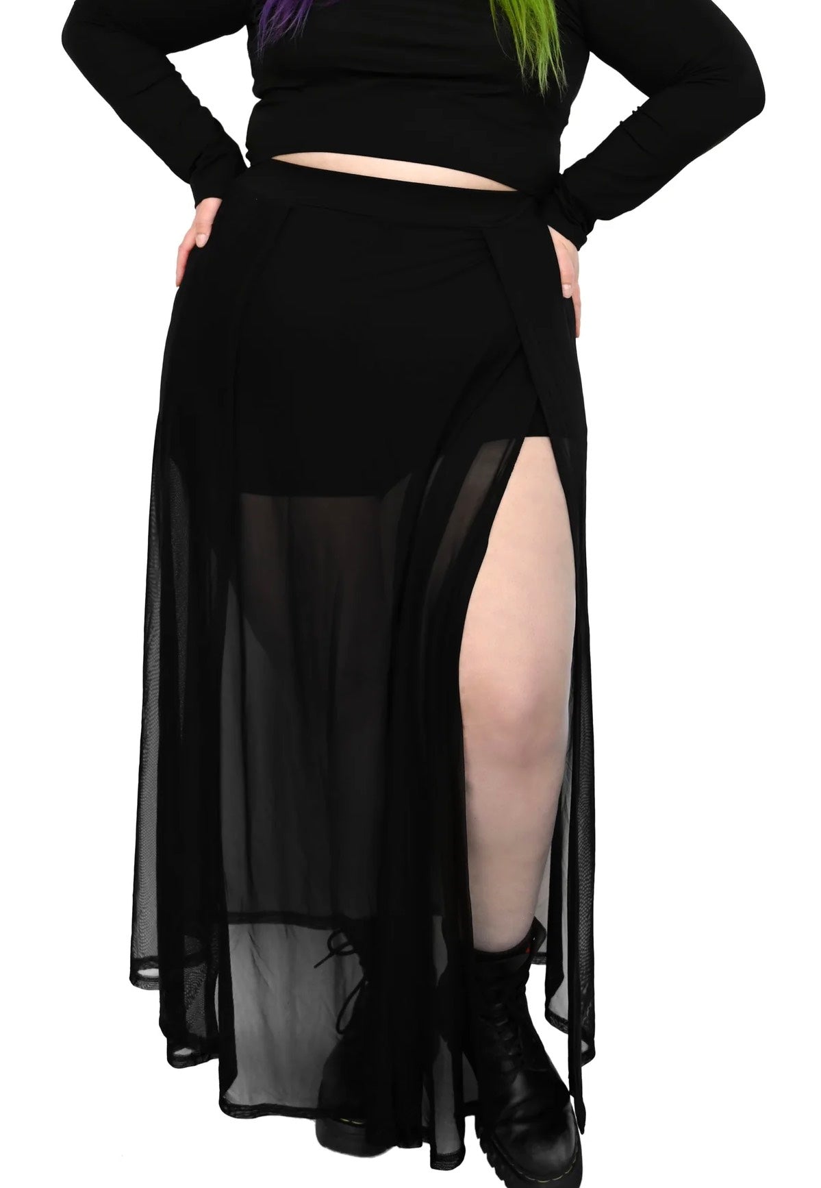 Foxblood - Mesh Darla Maxi With Built In Shorts Black - Skirt Official For Sale