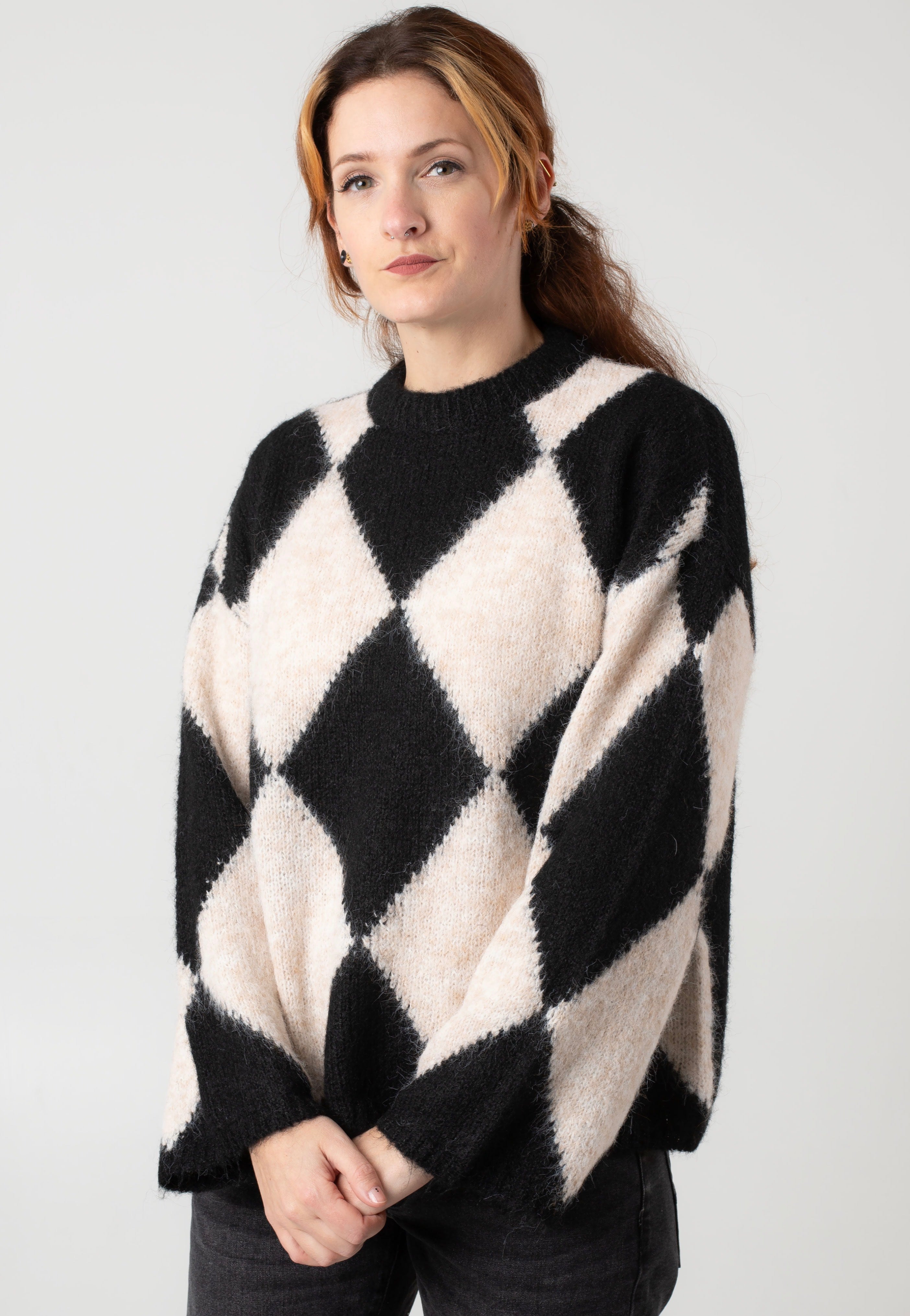 Noisy May - Sutton Argyle Oversize Obsidian Birch Argyle - Pullover Purchase Cheap Pice