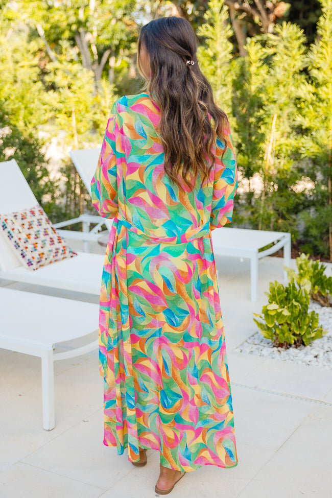 Eyes On Paradise in Kaleidoscope Dreams Belted Kimono Cover Up For Sale Finishline