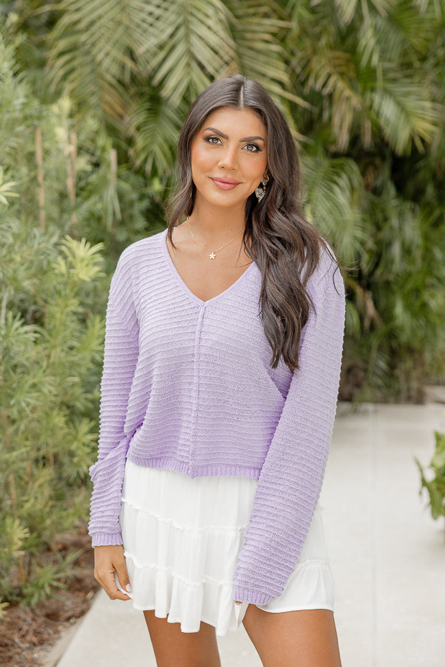 Must Be Fate Lavender V-Neck Sweater Buy Cheap From China