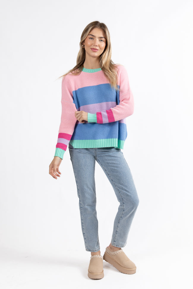 Break The Ice Multi Color Oversized Stripe Sweater FINAL SALE Cheap Visa Payment