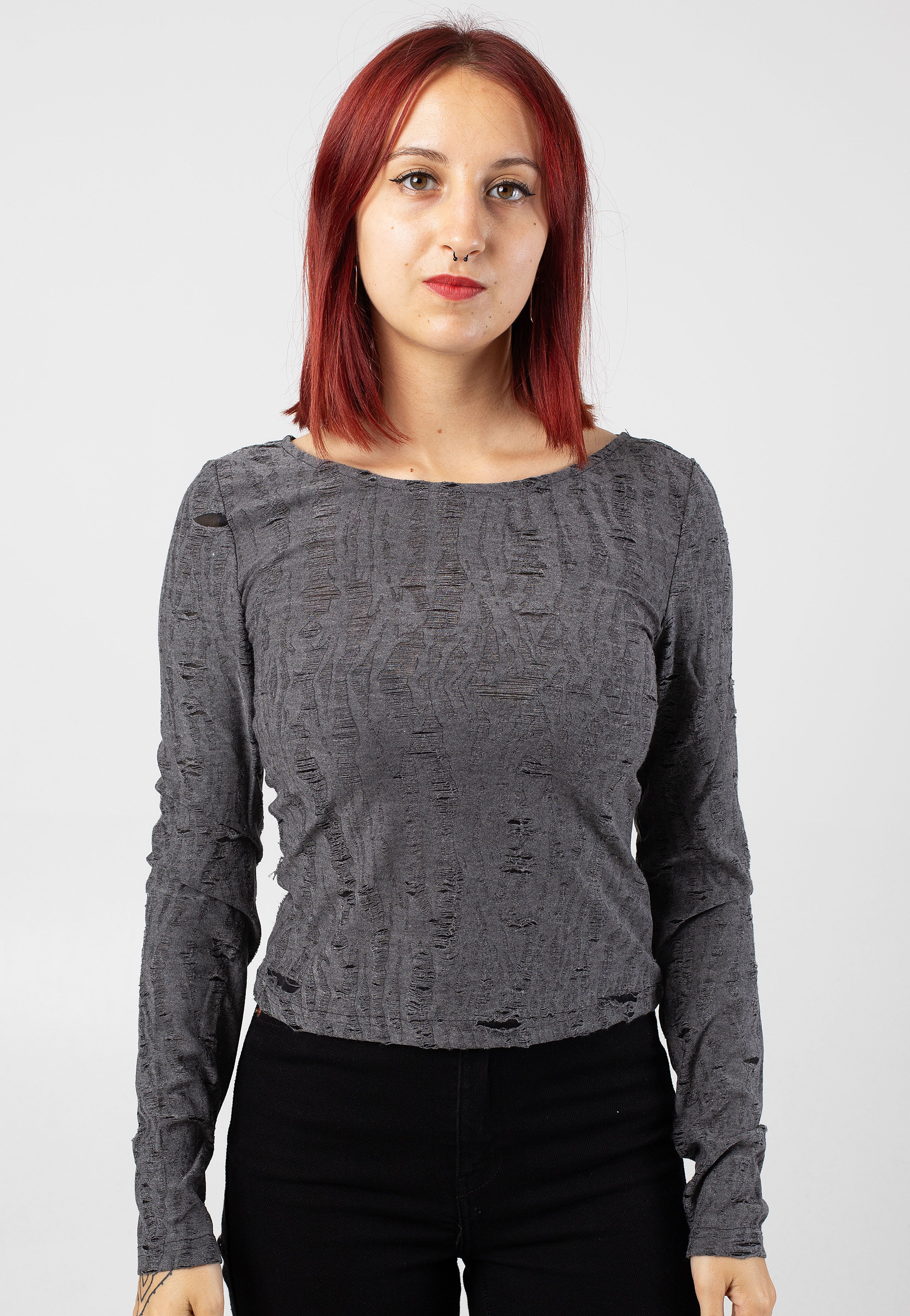 Noisy May - Harlow Boatneck Ghost Gray - Top Discount Inexpensive