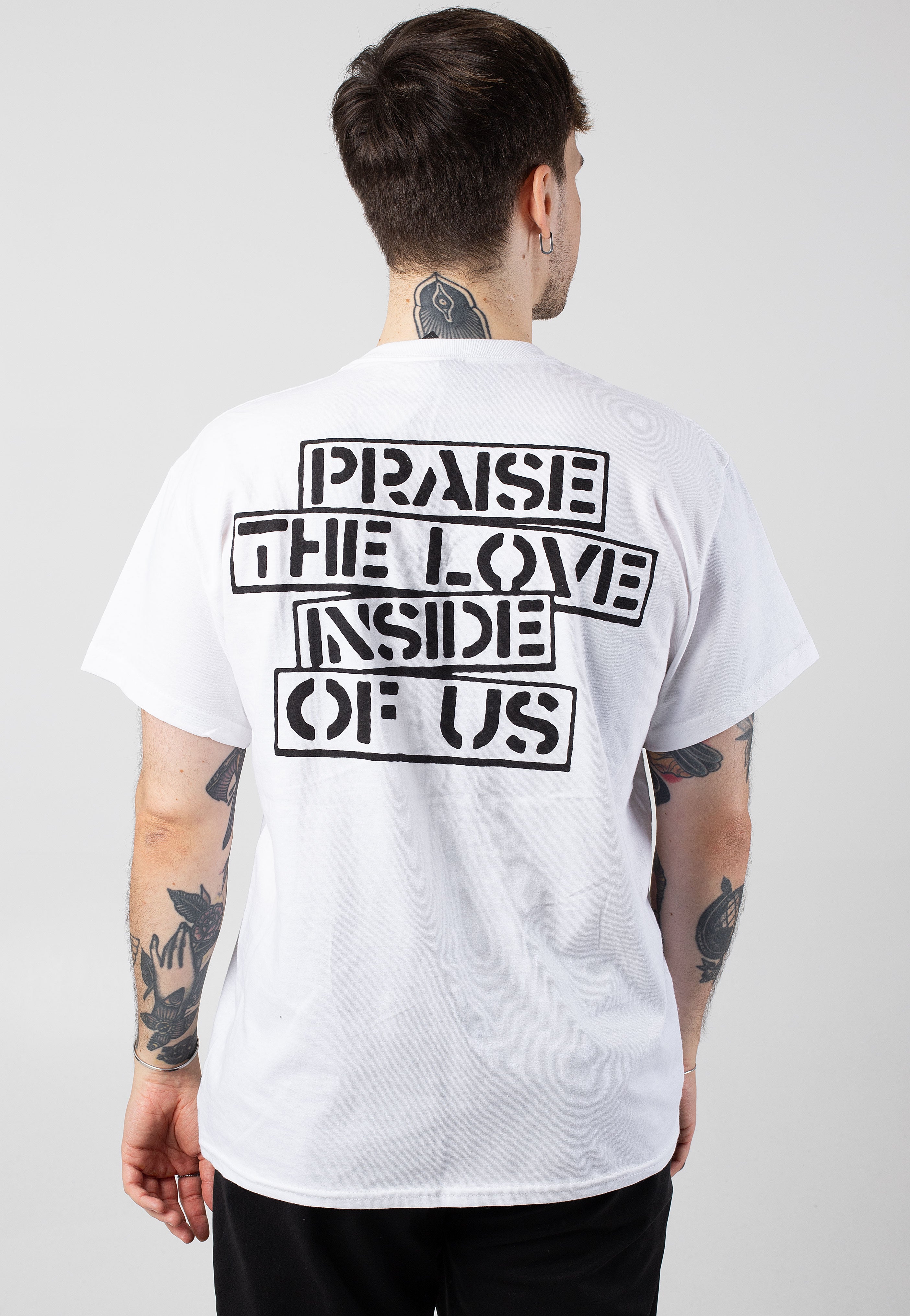 While She Sleeps - Praise The Love White - T-Shirt Shop Offer Online