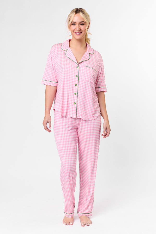 Good To Get Away Pink Gingham Pajama Pants Best Place Cheap Pice