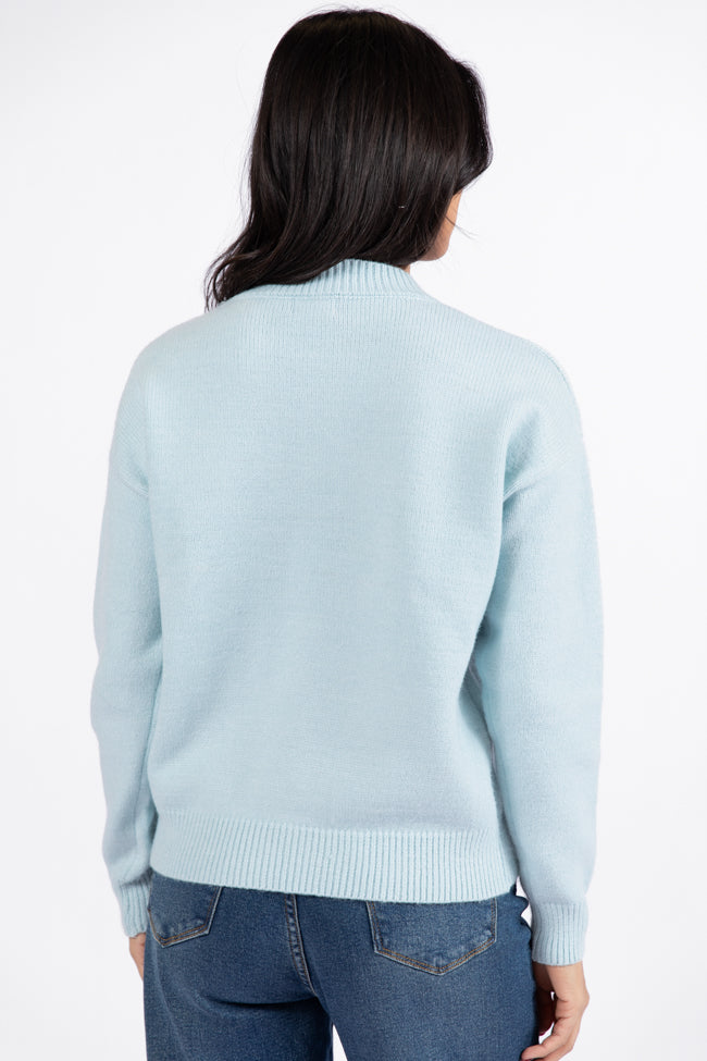 Always Freezing Blue Crew Neck Sweater SALE Sale For Cheap