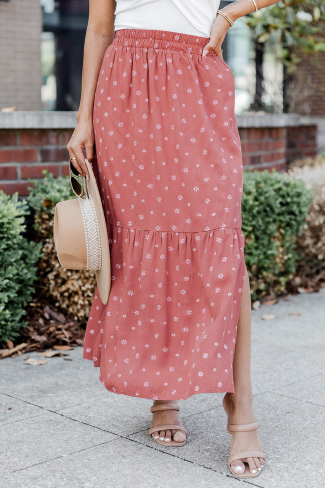 A Beautiful Day Rust Printed Maxi Skirt FINAL SALE Official Site Cheap Online