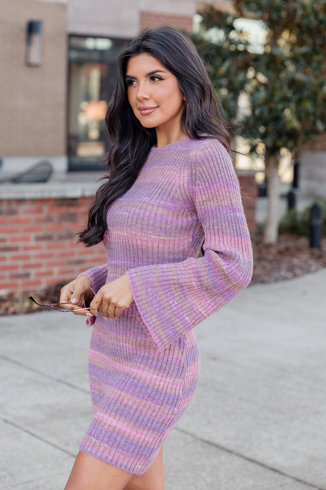 Easy Does It Pink Ombre Knit Sweater Bell Sleeve Mini Dress FINAL SALE Footlocker Finishline Sale Online