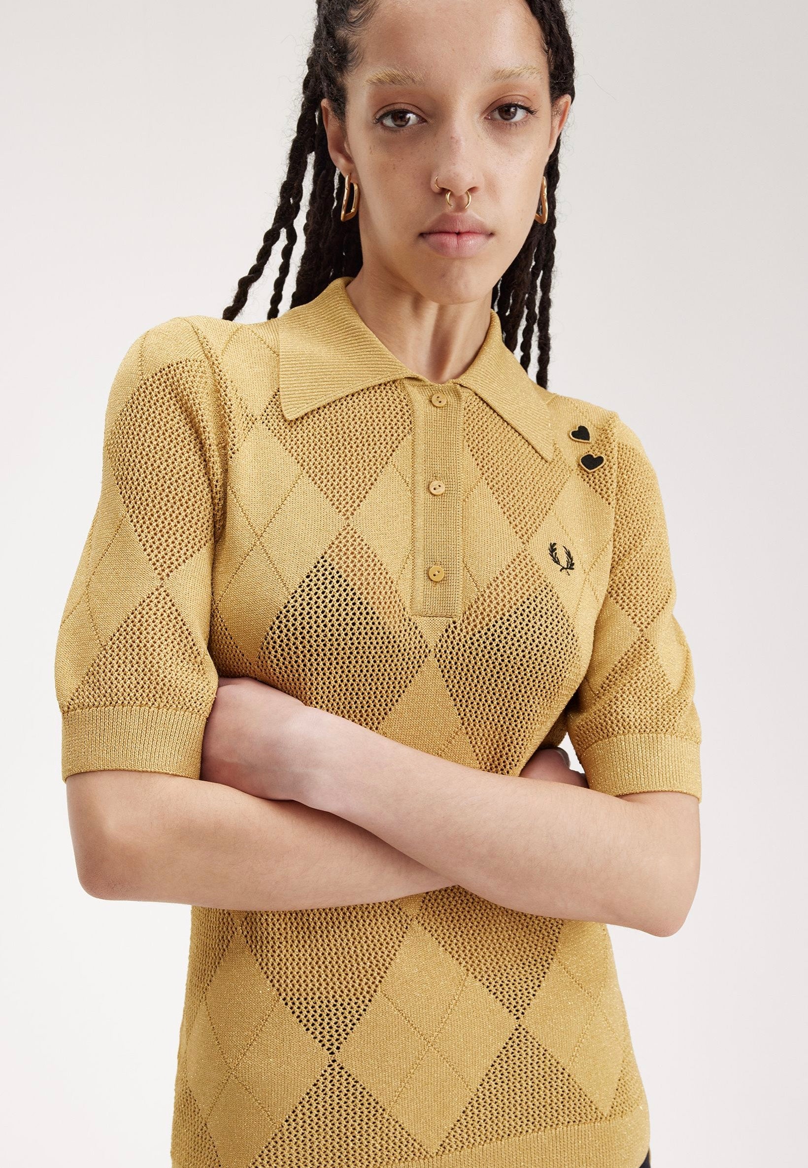 Fred Perry x Amy Winehouse - Argyle Knitted 1964 Gold - Polo Manchester