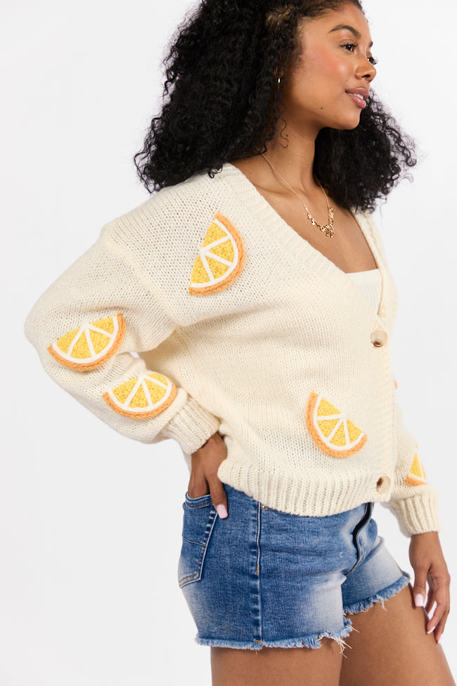 When Life Gives You An Ivory Lemon Slice Cardigan Outlet 100% Authentic