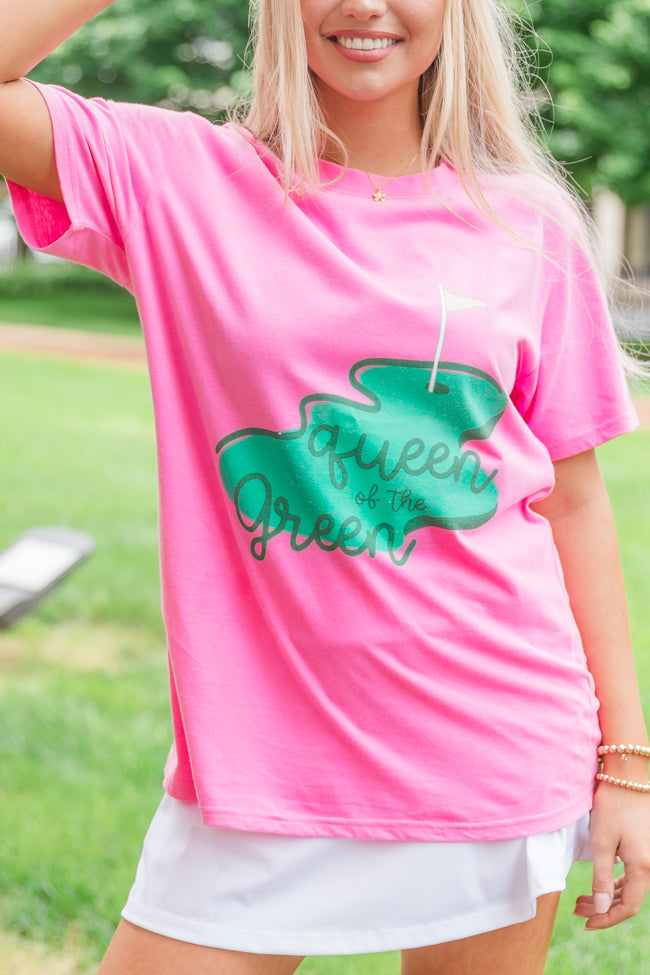 Queen of the Green Hot Pink Oversized Graphic Tee Pay With Visa