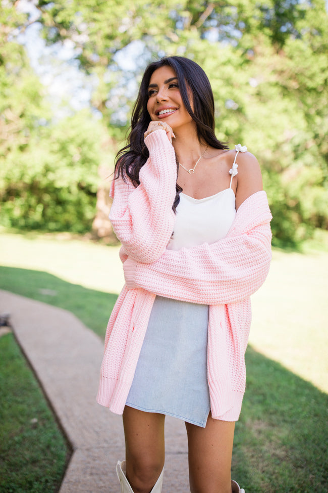 All In Theory Pink Oversized Cardigan Fast Delivery Sale Online