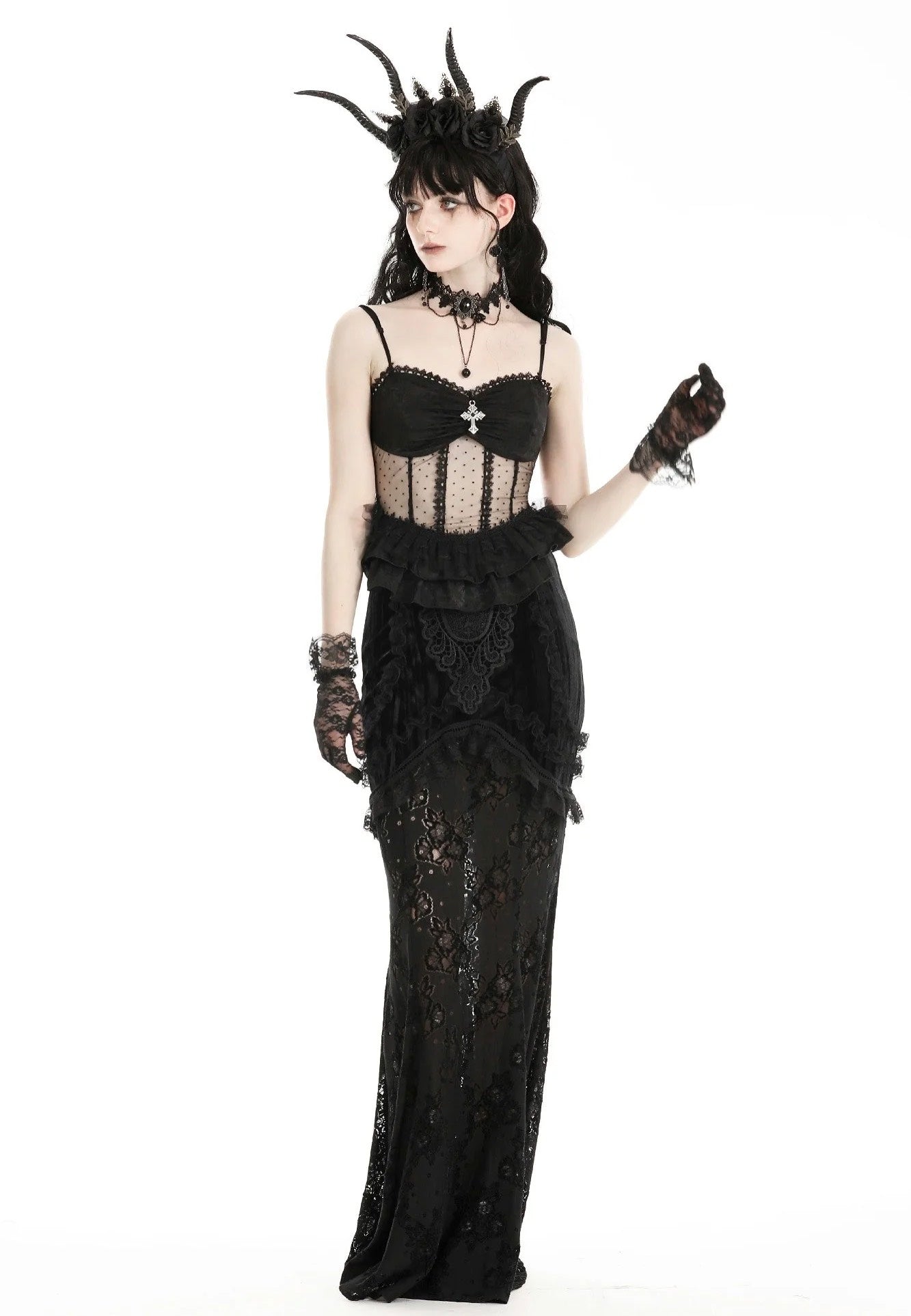 Dark In Love - Gothic Lace See Through Black - Top Free Shipping Top Quality