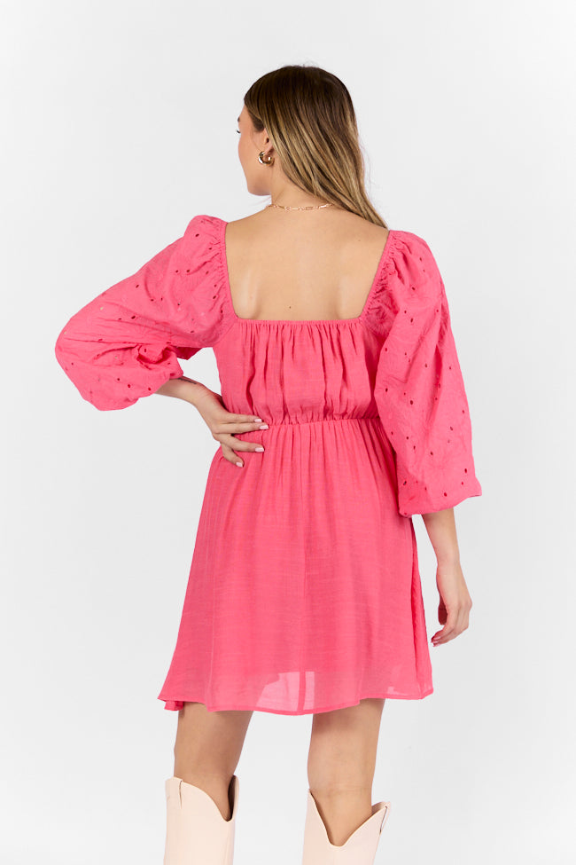 Beautiful Thoughts Pink Lace Sleeve Mini Dress Buy Cheap Footlocker